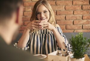 First date with cup of coffee